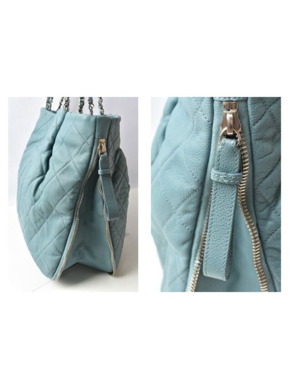 Chanel Tote Bag 2-Way Chain Quilted Stitching Light Blue - Picture 2 of 10